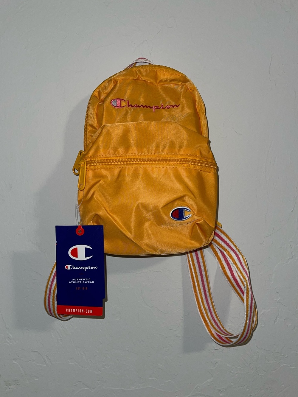 Champion Small Yellow Zip Front Mini Backpack
